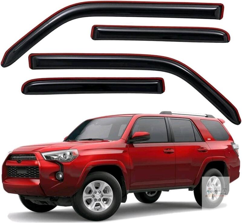 Lightinoric In-Channel Window Visors for 2010-2024 Toyota 4Runner, 4-Piece Set, Dark Smoke Finish