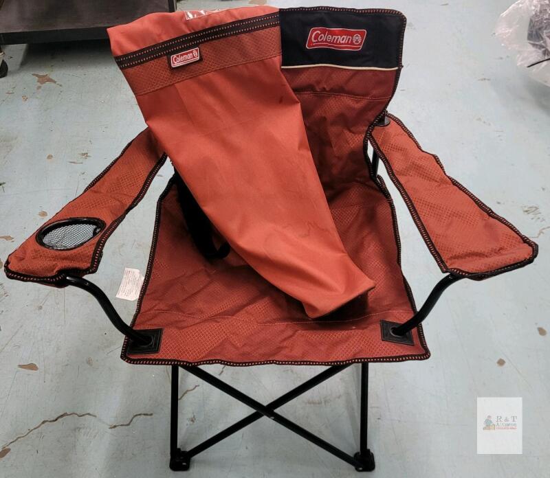Coleman Folding Camping Chair, Red/Maroon, Steel Frame, 600D Polyester Fabric preowned
