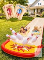 Sloosh 20ft Water Slide Bowling Game Set, Inflatable, PVC, With 6 Pins & Boards, Ages 5+, 301010105S
