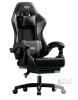 Black Racing-Style Gaming Chair, Ergonomic Design, PU Leather, Reclining Back, Adjustable Armrests -Missing Two(2) 30mm&times;7mm Bolts (all chair parts included) - Some Assembly Required