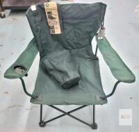 Ozark Trail CF-400 Folding Camping Chair, Green, 225 lb Capacity, Dual Cup Holders with umbrella holder attachment .