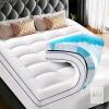 Queen Size 3" Gel-Infused Memory Foam Mattress Topper, Cooling, Blue & White Swirl