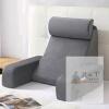 ENITYA Reading Pillow 19" Grey, Shredded Memory Foam, Armrests, Headrest, Side Pockets