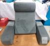 ENITYA Reading Pillow 19" Grey, Shredded Memory Foam, Armrests, Headrest, Side Pockets - 2