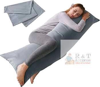 ELNIDO QUEEN Full Body Pillow with Grey Pillowcase, 20"x54", Microfiber Cover, Polyfill Insert