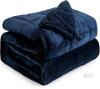 Navy Blue Sherpa Weighted Blanket, 15 lbs, 60x80 inches, Dual-Sided Fleece and Sherpa