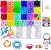 New Pony Beads for Bracelets and Jewelry Making, 6x9mm Kandi Beads Kit with Letter and Heart Beads, Scissors Elastic String, for DIY Crafts, Key Chains and Ornaments Decorations (Colours of Accessories May Vary)
