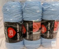 Red Heart Super Saver Yarn, Light Blue, 3 Skeins, 7 oz Each, 364 yds