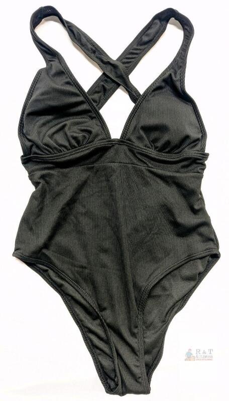 New Size SM Women's One-Piece Crisscross Straps Ribbed Bathing Suit