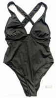 New Size SM Women's One-Piece Crisscross Straps Ribbed Bathing Suit