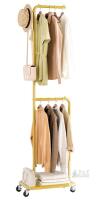 Gasvadivum HG005GD Gold Metal Rolling Garment Rack with Double Rails and Bottom Shelf