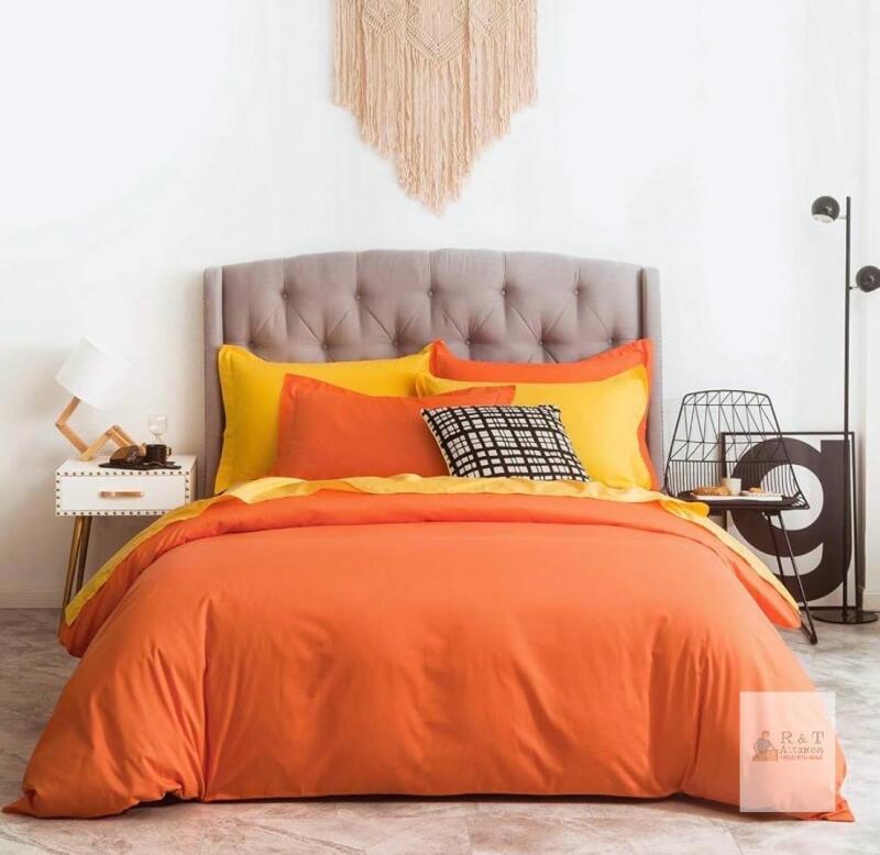 SUSYBAO Queen Duvet Cover Set, 100% Cotton, Hidden Zipper Closure, Orange/Yellow Modern Boho Design