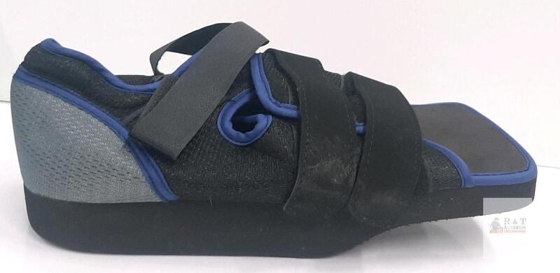 Orthopedic Wedge Surgical Shoe Right, Velcro Closure, Forefoot Offloading, Black/Blue, Unisex