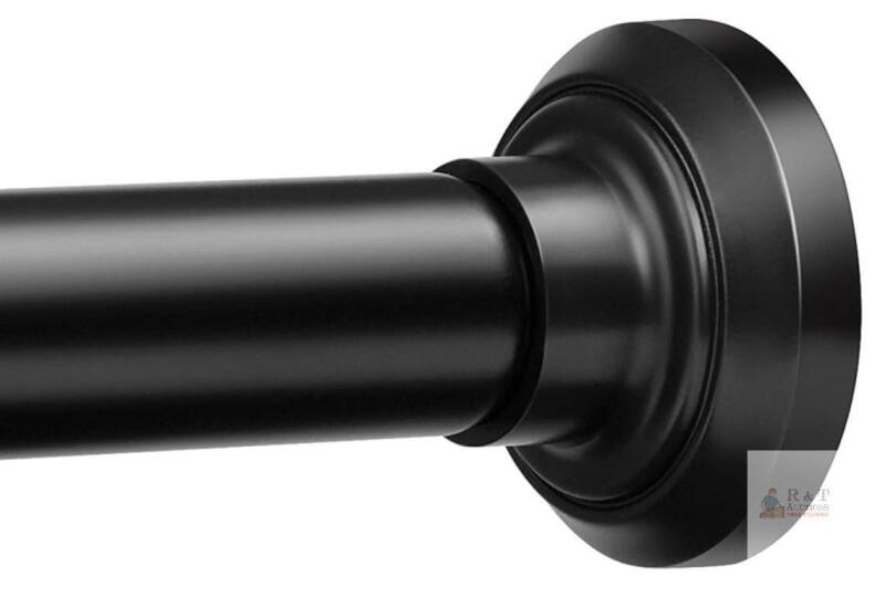 ENJOYBASICS SCEB0003 Telescoping Shower Curtain Rod Kit, Matte Black, 30-76"