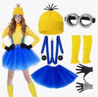 new Adult Minion Costume Set, Small, Complete with Hat, Goggles, Tutu, Suspenders, Gloves, Leg Warmers, F0366-YW