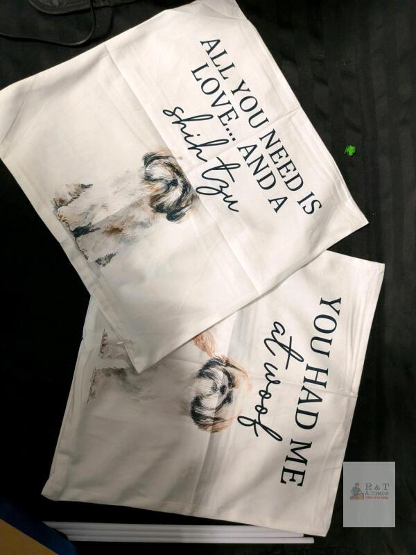Shih Tzu Decorative Pillow Covers, 18x18 in, Set of 2, Polyester, Inspirational Quotes