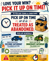 Thanks for bidding! You are a winner! Pickup Deadline & Abandoned Items Reminder