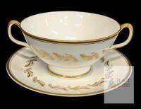 Vintage Royal Albert " Symphony " Double-Handled Cup & Plate, Rings True, No Chips or Cracks, Wear In Spots of Gold Gilt