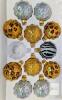 11pc Garden Ridge Glass Glitter Ornaments, Gold Silver Leopard Print & Zebra Print, 2.5"