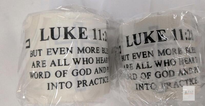 MiniInflat Christian Cross Tape, 2pcs Luke 11:28 Cotton Fabric, 2"x6.6' Rolls, White/Black, Bible Verse