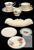 Vintage As-Is Porcelain & Bone China : Limoges Double-Handled & Queen Anne Cups & Saucers, Aynsley Repro Famille Rose Creamer, Carltonware Shell Dish, Assorted Saucers : Royal Doulton for Air Canada, Royal Albert, Japan +