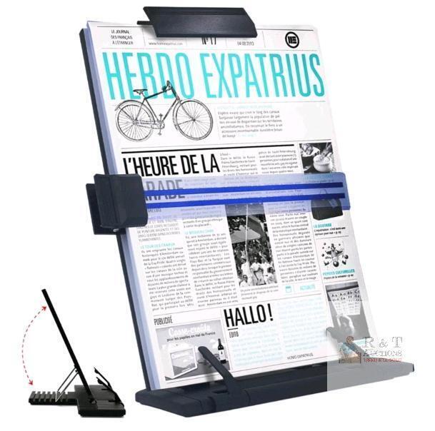 Paper Stand Document Holder with 7 Adjustable Positions, Paper Holder Stand for Desk When Typing for Reading A4 Letter, Books, Receipts, Sheet Music, Textbooks (Black)