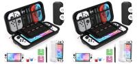 2 New HeysTop Carrying Case for Nintendo Switch OLED, 11-in-1 Accessory Kit for Nintendo Switch OLED with Transparent Hard Protective Case, HD Screen Protector for Switch, and Thumb Grip Caps