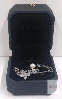 KRKC Pearl Pendant Necklace for Women, Stainless Steel, 8mm Freshwater Pearl Pendant New