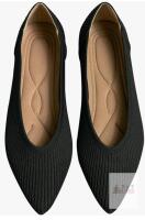 Tingrise Black Pointed Toe Knit Ballet Flats, Size EU 41 (US 10&ndash;10.5), Slip-On, Model XU03KSJUG35