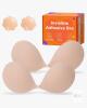 LAZYROSY Invisible Adhesive Bra, Size B, Beige, Strapless, Front Clip, w/ Nipple Covers, New