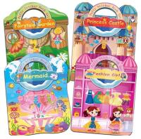 Puffy Sticker Book Set &ndash; 4 Themes: Mermaid, Princess Castle, Garden, Fashion Girl &ndash; 16" x 11.2"