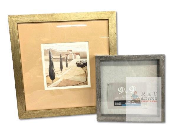 Framed German Karsten Kirchner Print 16.5" &times; 16.5" & New 9x9 Shadow Box