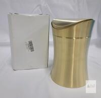 new Brushed Gold Stainless Steel Countertop Trash Can with Swing Lid, 7" Height, X004MDZ35T