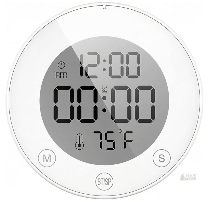 Kadams K5078 Waterproof Digital Clock Timer with Temperature & Humidity Display new