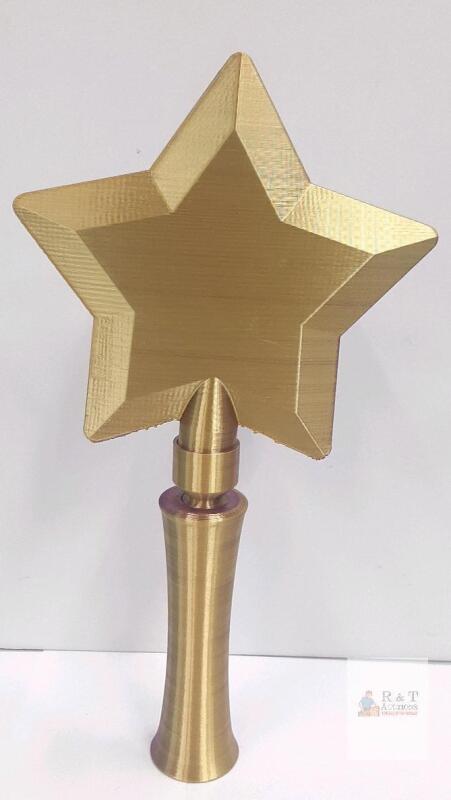 Star Magic Wand Toy, 3D Printed, Modular, Gold & Purple, Model Wand04, new