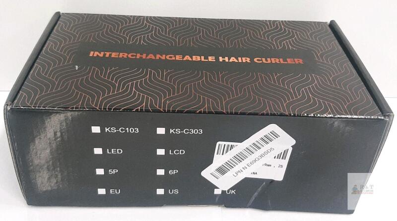 SETON Interchangeable Hair Curler KS-C103/KS-C303, 3 Barrels, Ceramic Tourmaline, LCD new