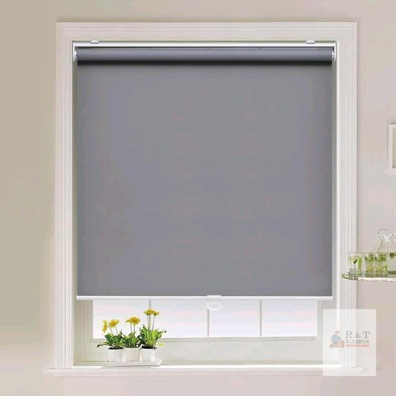 New AOSKY Cordless Roller Shades Blackout Blinds for Windows Room Darkening Rolled Up Shades with Spring System, UV Protection Window Shades Door Blinds for Home 53W x 183H cm (21" W x 72" H),Grey
