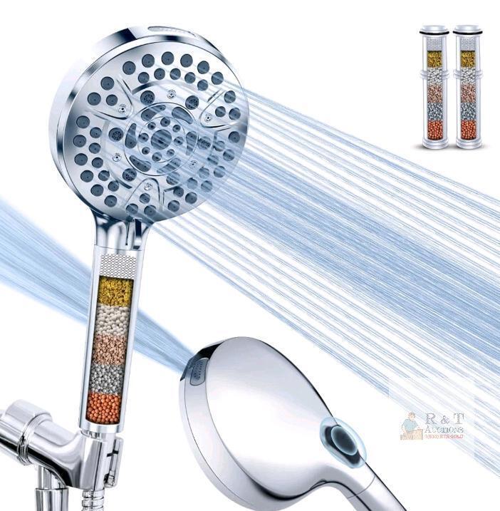 Palas S100 High Pressure 10-Mode Handheld Shower Head, Filtered, Power Wash, 60" Hose, Chrome