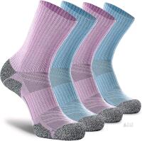 New Size MED Unisex 4-Pack Blue/Purple CWVLC Crew Hiking Socks, Cushion, Moisture Wicking, Arch Compression Boot Socks