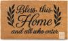 Bless This Home and All Who Enter Doormat 30x17 Inch, Blessed Door Mat for Covered Outdoor Area, Christian Welcome Mat for Front Door, Bible Verse Religious Doormat
