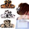 New 3PCS Stylish Celluloid Hair Claws, Barrettes Tortoise Shell Claws, Banana Clips tortoise Hair Clips,Leopard print Large Fashion Accessories for Women Girls (Barrettes Tortoise Shell Claws)