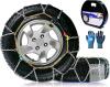 New [ HKN-90 ] Set of 2 Snow-Chains Auto Fixing 1 Min Quick Fit Easy Installation Tire-Chains, Portable Reusable Universal Emergency Tire Traction Chain for Passenger Car, Pickup Trucks and SUV