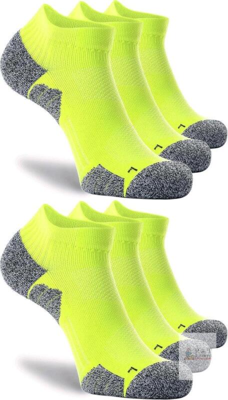 New Size XL Unisex 6 Pairs - Neon Greeb - CWVLC Cushioned Compression Athletic Ankle Socks (2 Packs of 3)