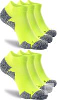 New Size XL Unisex 6 Pairs - Neon Greeb - CWVLC Cushioned Compression Athletic Ankle Socks (2 Packs of 3)