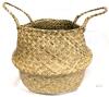 New Seaforth Home Seagrass Plant Basket with Handles, 9" Diameter &times; 10" Tall (Excl Handles) Wicker Woven Storage Basket