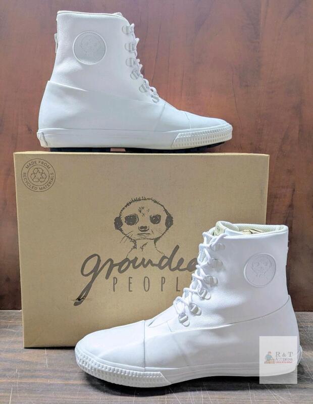 New Size 11W/9M GROUNDED PEOPLE [Sky] Handmade Classic Lace Up High Top Fashion Sneakers Comfortable Walking Shoes - Made with Cruelty Free Leather All Season Shoes GRD004A-32
