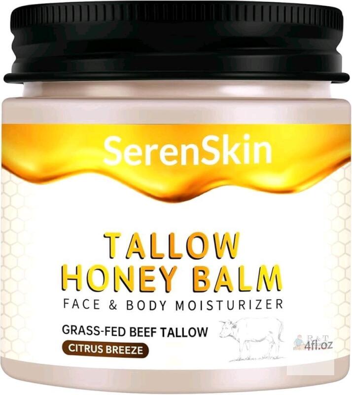[exp 2027] New SerenSkin Beef Tallow Face Cream &ndash; Tallow and Honey Balm for Face &ndash; Whipped Beef Tallow Moisturizer with Honey & Citrus &ndash; Deep Hydration & Skin Repair for Dry, Sensitive Skin &ndash; Natural Beef Tallow Skincare for Radiant Glow, 4 fl oz