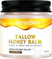 [exp 2027] New SerenSkin Beef Tallow Face Cream &ndash; Tallow and Honey Balm for Face &ndash; Whipped Beef Tallow Moisturizer with Honey & Citrus &ndash; Deep Hydration & Skin Repair for Dry, Sensitive Skin &ndash; Natural Beef Tallow Skincare for Radiant Glow, 4 fl oz