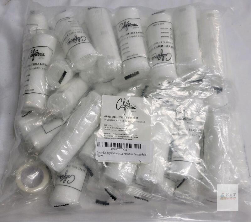 California Basics Gauze Roll Bandage, 4" x 4 yd, 36 Rolls, Non-Sterile, White, Individually Wrapped
