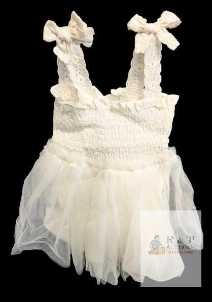 New Size 3-6 Months Retails $48.99 Cutey N Coolty Twinkle Tulle Romper (Off-White) 100% Cotton, H10387 , Lightweight Cool Summer Finery